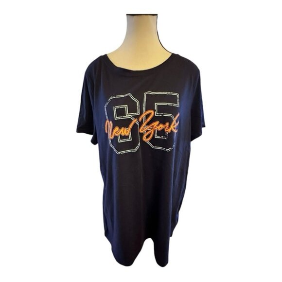 Women’s torrid 1 Navy New York Everyday Signature Jersey Crew Neck Tee 14 16 1X - Picture 2 of 10